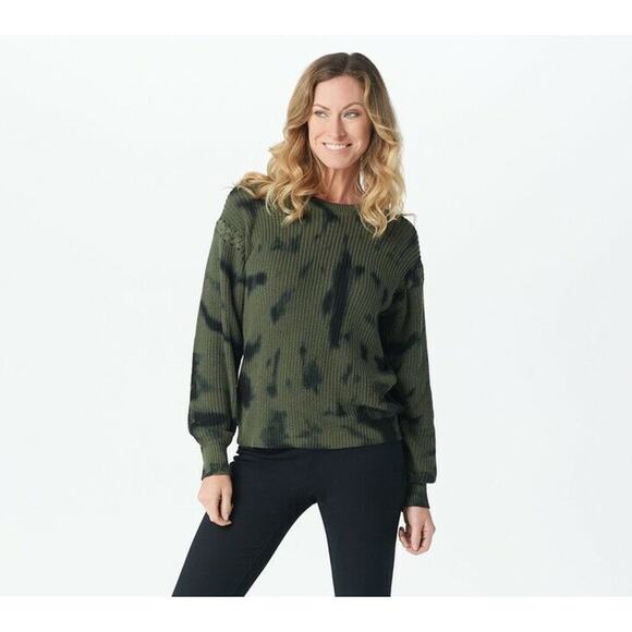 LISA RINNA‎ COLLECTION NEW $65 Tie-Dye Pullover Sweater Green XXS - Picture 1 of 3
